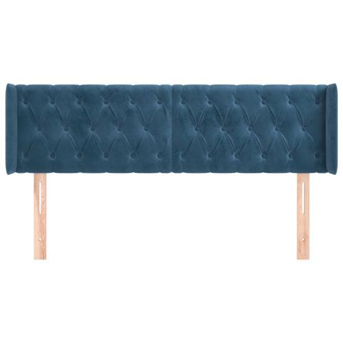 Tête de lit avec oreilles Bleu foncé 147x16x78/88 cm Velours - Photo n°3; ?>