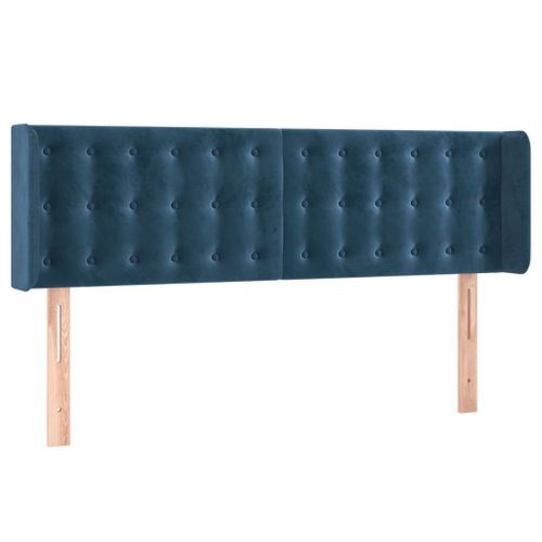 Tête de lit avec oreilles Bleu foncé 147x16x78/88 cm Velours - Photo n°2; ?>