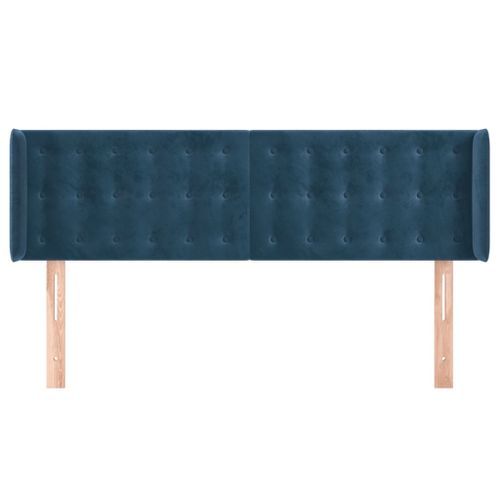 Tête de lit avec oreilles Bleu foncé 147x16x78/88 cm Velours - Photo n°3; ?>