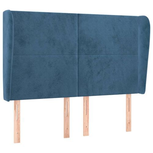 Tête de lit avec oreilles Bleu foncé 147x23x118/128 cm Velours - Photo n°2; ?>