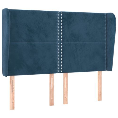 Tête de lit avec oreilles Bleu foncé 147x23x118/128 cm Velours - Photo n°2; ?>