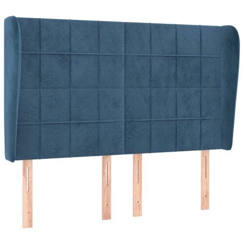 Tête de lit avec oreilles Bleu foncé 147x23x118/128 cm Velours - Photo n°2; ?>