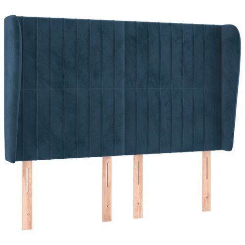 Tête de lit avec oreilles Bleu foncé 147x23x118/128 cm Velours - Photo n°2; ?>