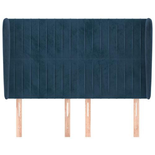 Tête de lit avec oreilles Bleu foncé 147x23x118/128 cm Velours - Photo n°3; ?>