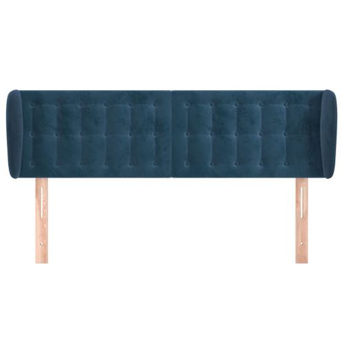 Tête de lit avec oreilles Bleu foncé 147x23x78/88 cm Velours - Photo n°3; ?>