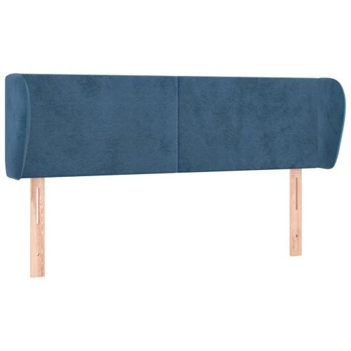 Tête de lit avec oreilles Bleu foncé 147x23x78/88 cm Velours - Photo n°2; ?>