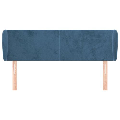 Tête de lit avec oreilles Bleu foncé 147x23x78/88 cm Velours - Photo n°3; ?>