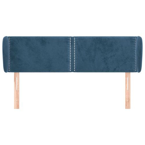 Tête de lit avec oreilles Bleu foncé 147x23x78/88 cm Velours - Photo n°3; ?>