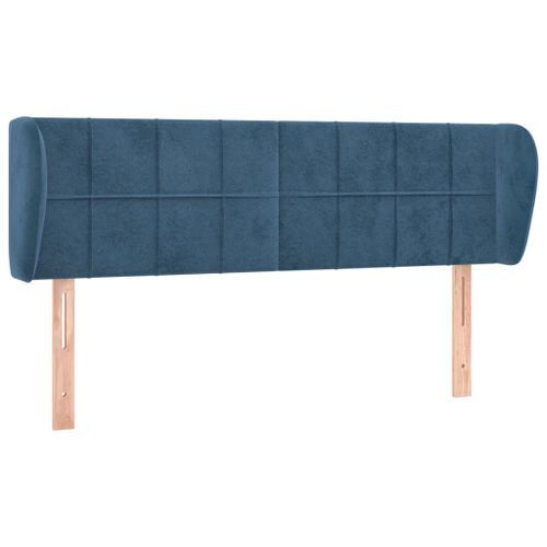 Tête de lit avec oreilles Bleu foncé 147x23x78/88 cm Velours - Photo n°2; ?>