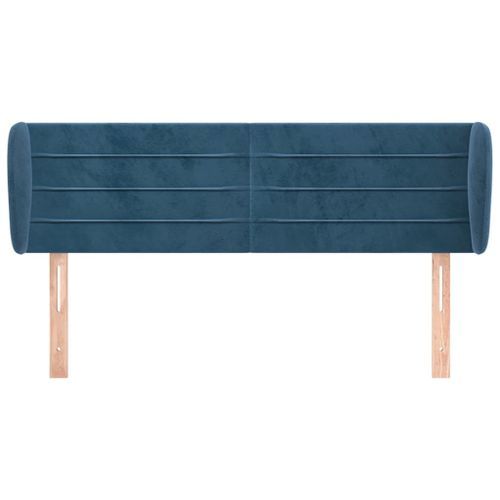 Tête de lit avec oreilles Bleu foncé 147x23x78/88 cm Velours - Photo n°3; ?>