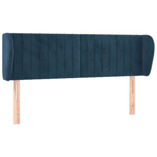 Tête de lit avec oreilles Bleu foncé 147x23x78/88 cm Velours - Photo n°2; ?>