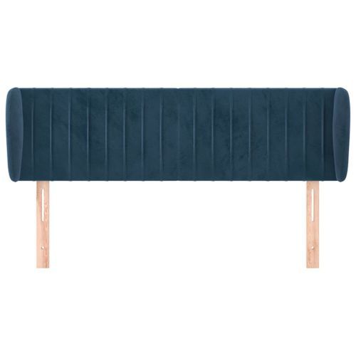 Tête de lit avec oreilles Bleu foncé 147x23x78/88 cm Velours - Photo n°3; ?>