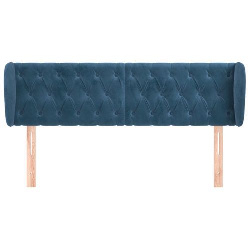 Tête de lit avec oreilles Bleu foncé 147x23x78/88 cm Velours - Photo n°3; ?>