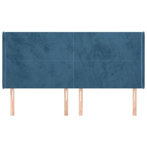 Tête de lit avec oreilles Bleu foncé 163x16x118/128 cm Velours - Photo n°3; ?>