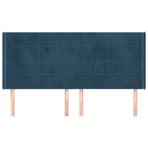 Tête de lit avec oreilles Bleu foncé 163x16x118/128 cm Velours - Photo n°3; ?>