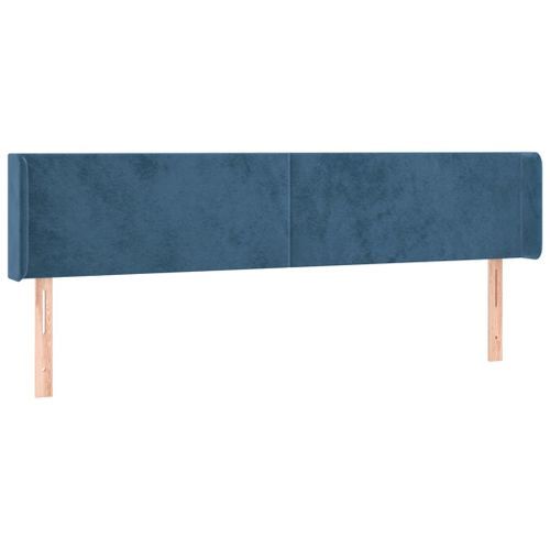 Tête de lit avec oreilles Bleu foncé 163x16x78/88 cm Velours - Photo n°2; ?>