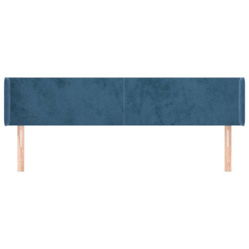 Tête de lit avec oreilles Bleu foncé 163x16x78/88 cm Velours - Photo n°3; ?>