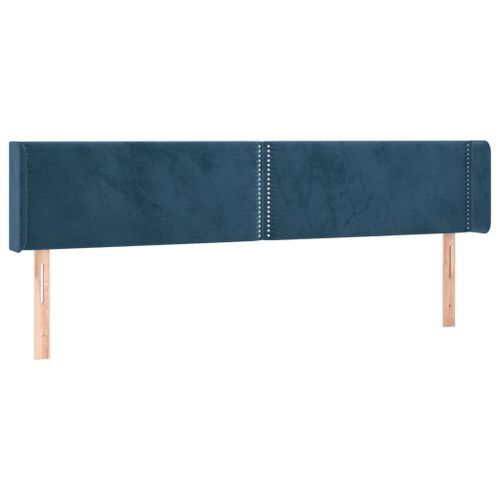 Tête de lit avec oreilles Bleu foncé 163x16x78/88 cm Velours - Photo n°2; ?>