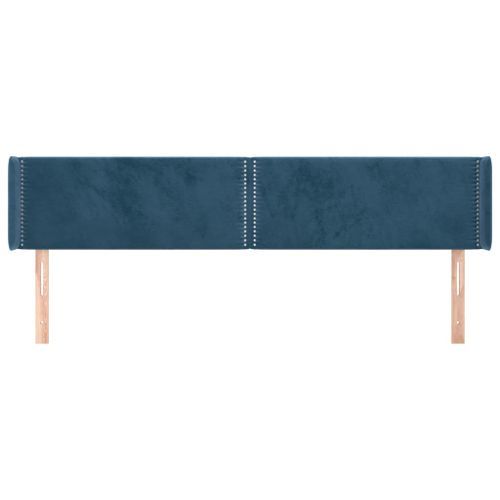 Tête de lit avec oreilles Bleu foncé 163x16x78/88 cm Velours - Photo n°3; ?>