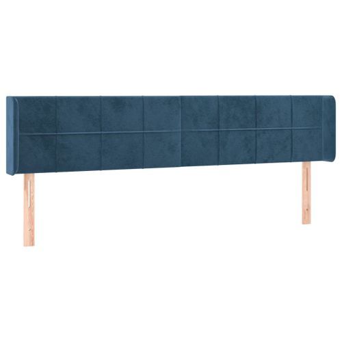 Tête de lit avec oreilles Bleu foncé 163x16x78/88 cm Velours - Photo n°2; ?>