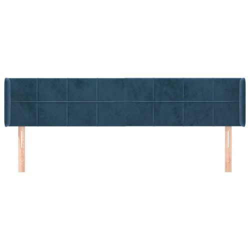 Tête de lit avec oreilles Bleu foncé 163x16x78/88 cm Velours - Photo n°3; ?>