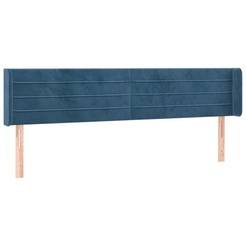 Tête de lit avec oreilles Bleu foncé 163x16x78/88 cm Velours - Photo n°2; ?>