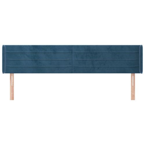 Tête de lit avec oreilles Bleu foncé 163x16x78/88 cm Velours - Photo n°3; ?>