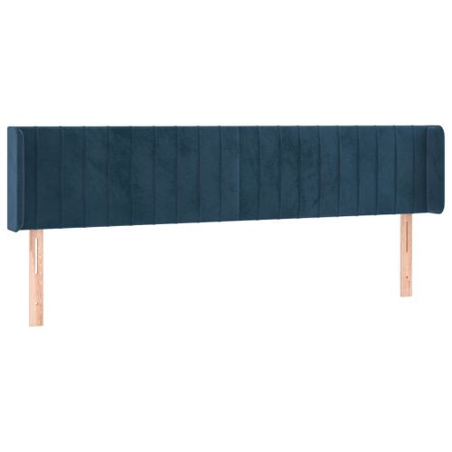 Tête de lit avec oreilles Bleu foncé 163x16x78/88 cm Velours - Photo n°2; ?>