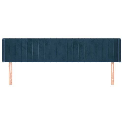 Tête de lit avec oreilles Bleu foncé 163x16x78/88 cm Velours - Photo n°3; ?>