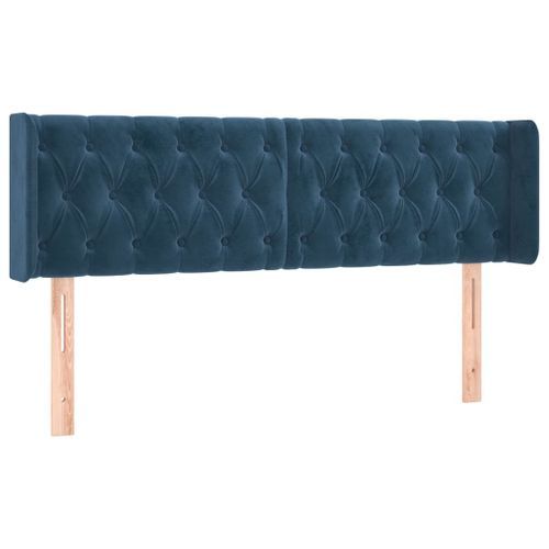 Tête de lit avec oreilles Bleu foncé 163x16x78/88 cm Velours - Photo n°2; ?>