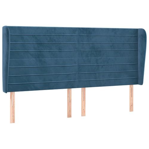 Tête de lit avec oreilles Bleu foncé 163x23x118/128 cm Velours - Photo n°2; ?>