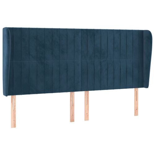 Tête de lit avec oreilles Bleu foncé 163x23x118/128 cm Velours - Photo n°2; ?>