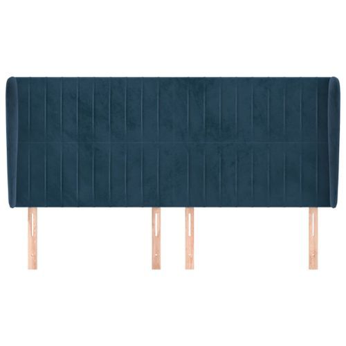 Tête de lit avec oreilles Bleu foncé 163x23x118/128 cm Velours - Photo n°3; ?>