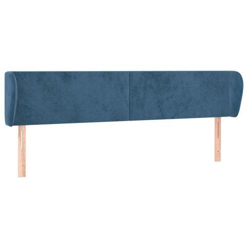 Tête de lit avec oreilles Bleu foncé 163x23x78/88 cm Velours - Photo n°2; ?>