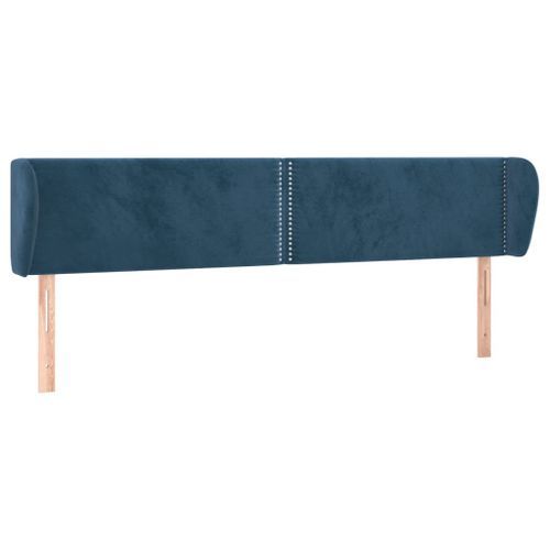 Tête de lit avec oreilles Bleu foncé 163x23x78/88 cm Velours - Photo n°2; ?>