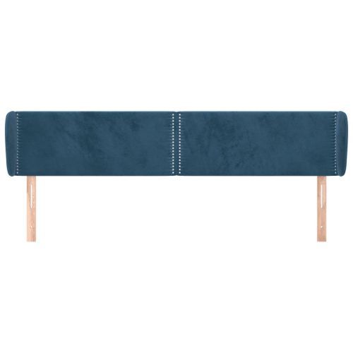 Tête de lit avec oreilles Bleu foncé 163x23x78/88 cm Velours - Photo n°3; ?>