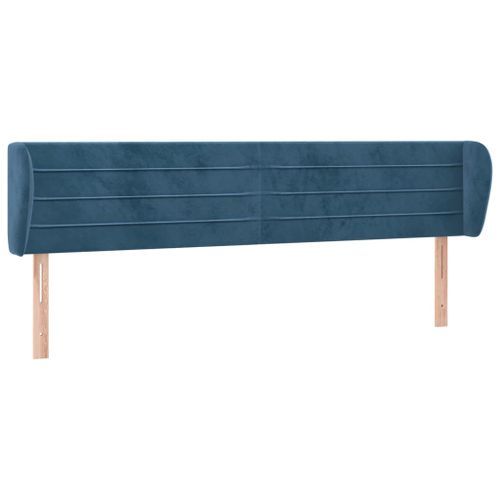 Tête de lit avec oreilles Bleu foncé 163x23x78/88 cm Velours - Photo n°2; ?>