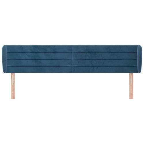 Tête de lit avec oreilles Bleu foncé 163x23x78/88 cm Velours - Photo n°3; ?>