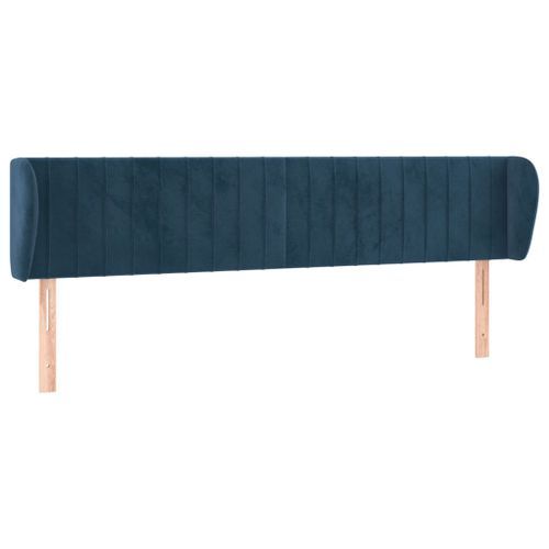 Tête de lit avec oreilles Bleu foncé 163x23x78/88 cm Velours - Photo n°2; ?>