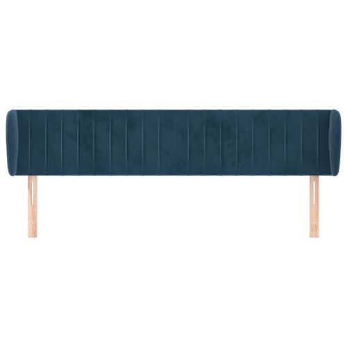 Tête de lit avec oreilles Bleu foncé 163x23x78/88 cm Velours - Photo n°3; ?>