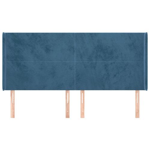 Tête de lit avec oreilles Bleu foncé 183x16x118/128 cm Velours - Photo n°3; ?>