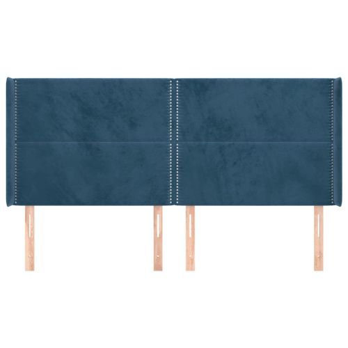 Tête de lit avec oreilles Bleu foncé 183x16x118/128 cm Velours - Photo n°3; ?>