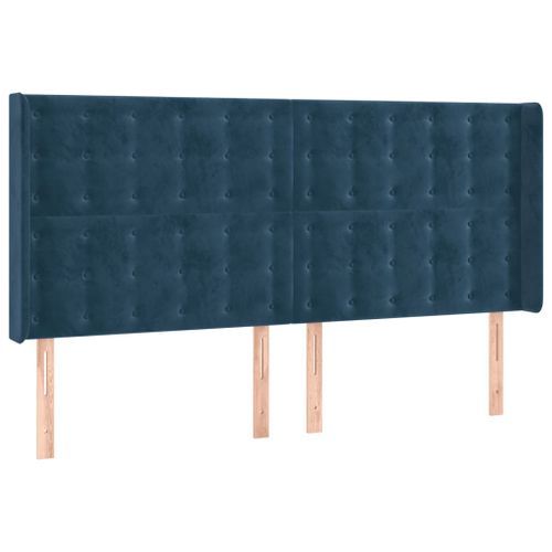 Tête de lit avec oreilles Bleu foncé 183x16x118/128 cm Velours - Photo n°2; ?>