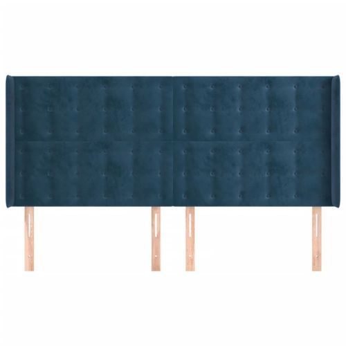 Tête de lit avec oreilles Bleu foncé 183x16x118/128 cm Velours - Photo n°3; ?>