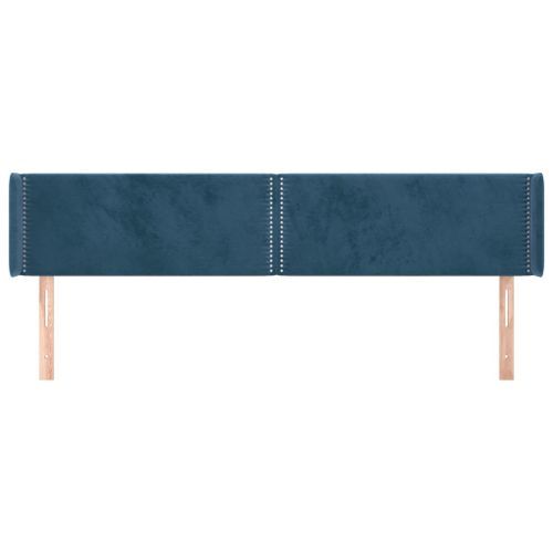 Tête de lit avec oreilles Bleu foncé 183x16x78/88 cm Velours - Photo n°3; ?>