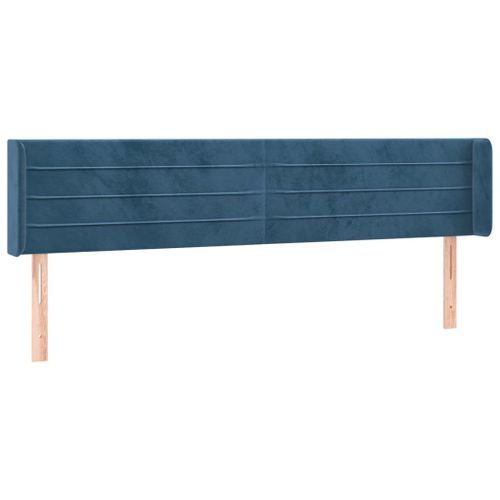 Tête de lit avec oreilles Bleu foncé 183x16x78/88 cm Velours - Photo n°2; ?>