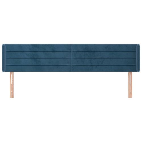 Tête de lit avec oreilles Bleu foncé 183x16x78/88 cm Velours - Photo n°3; ?>