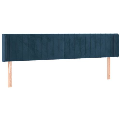 Tête de lit avec oreilles Bleu foncé 183x16x78/88 cm Velours - Photo n°2; ?>