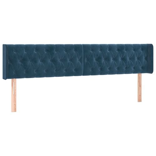 Tête de lit avec oreilles Bleu foncé 183x16x78/88 cm Velours - Photo n°2; ?>