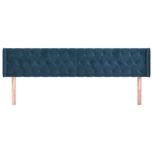 Tête de lit avec oreilles Bleu foncé 183x16x78/88 cm Velours - Photo n°3; ?>